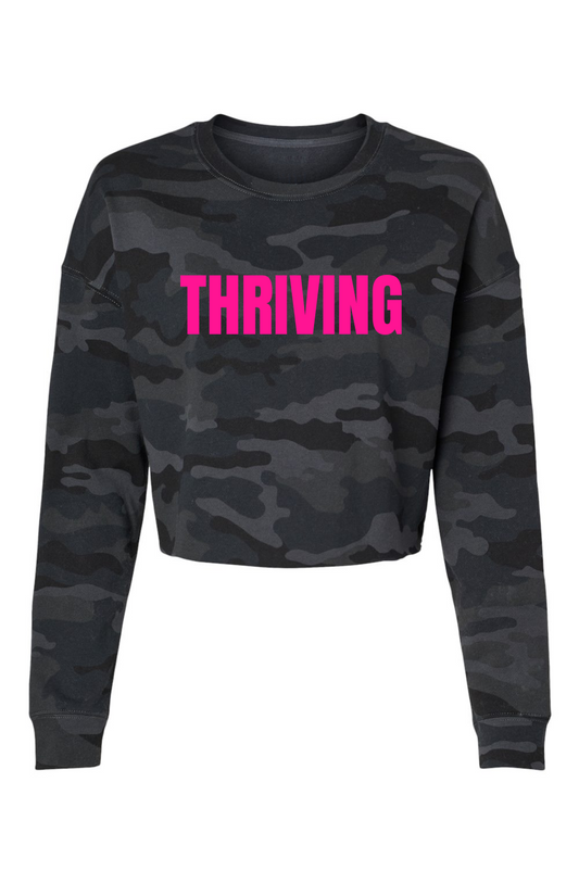 THRIVE Statement - Lightweight Camo Cropped Crew